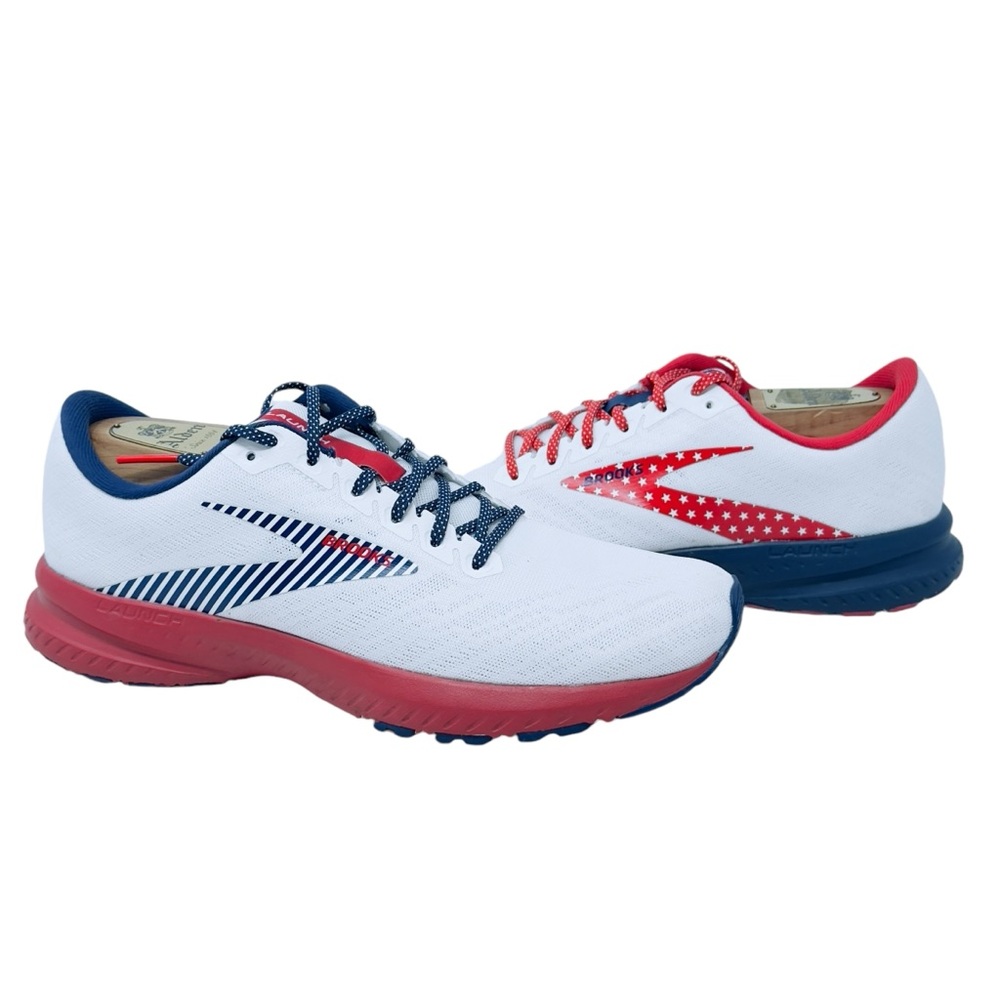 Brooks White Red and Navy Athletic Running Shoes